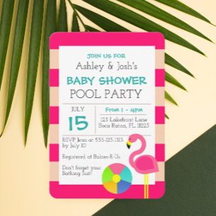 Invitación de Baby Shower de Flamenco Rosa