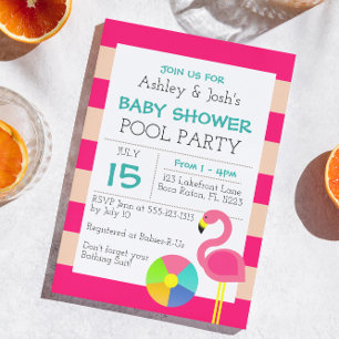 Invitación de Baby Shower de Flamenco Rosa