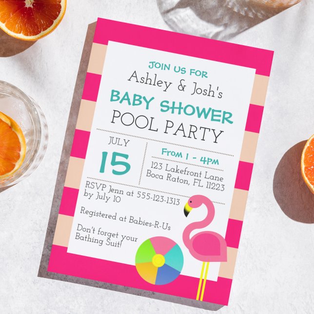 Invitación de Baby Shower de Flamenco Rosa (Subido por el creador)