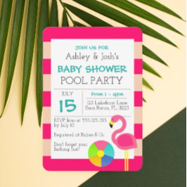 Invitación de Baby Shower de Flamenco Rosa