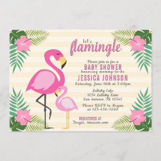 Invitación de Baby Shower de Flamingo Rosa