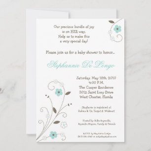 Invitación de Baby Shower de flor azul en primaver