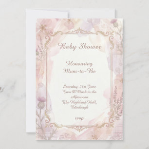 Invitación de Baby Shower de Flor de Cardo Rosa Su