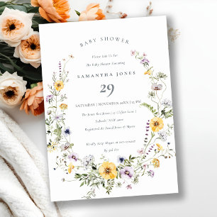 Invitación de Baby Shower de flor salvaje amarillo
