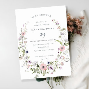 Invitación de Baby Shower de flor salvaje rosa Lil