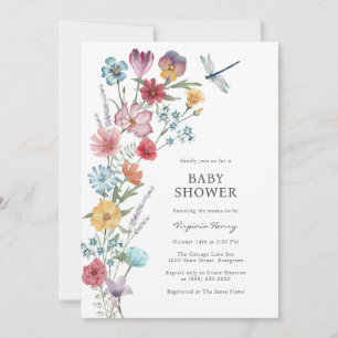 Invitación de Baby Shower de Flor Silvestre
