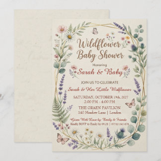 Invitación de Baby Shower de Flor Silvestre, Botán