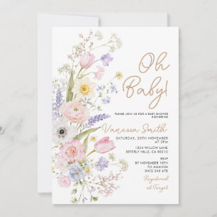 Invitación de Baby Shower de Flor Silvestre de Ver