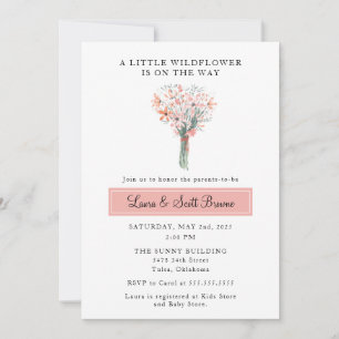 Invitación de baby shower de flor silvestre en cam
