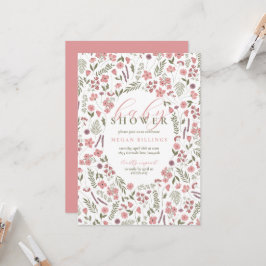 invitación de baby shower de flor silvestre - rosa