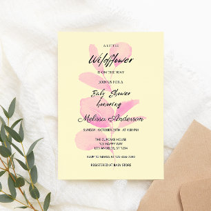 Invitación de baby shower de flor silvestre rosa p
