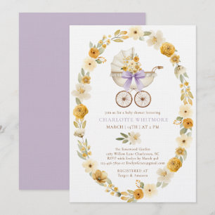 Invitación de Baby Shower de Floral de Lavanda par