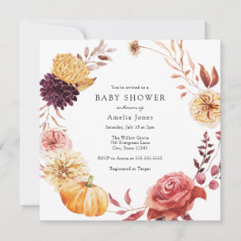 Invitación de Baby Shower de Florals de otoño y ca