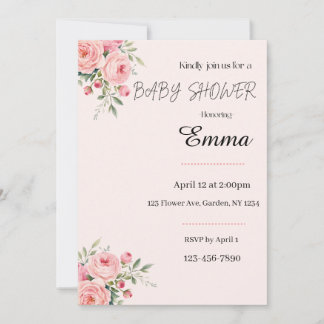 Invitación de baby shower de flores