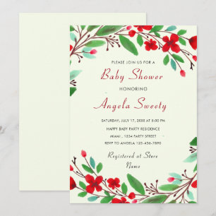 Invitación de Baby Shower de Flores Acuarela