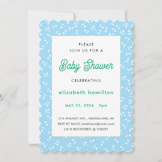 Invitación de Baby Shower de Flores Azules