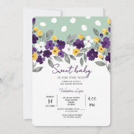 Invitación de baby shower de flores coloridas y ve