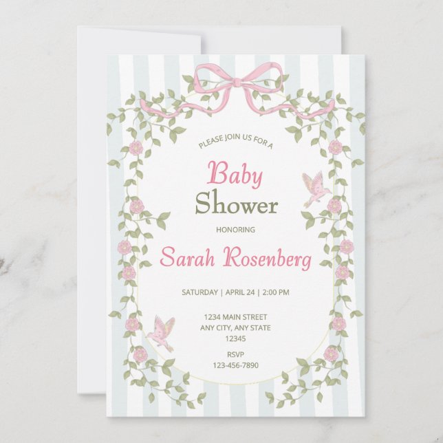 Invitación de Baby Shower de Flores de Acuarela Ro (Anverso)