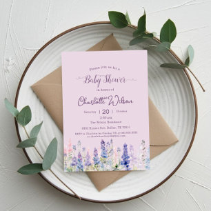Invitación de Baby Shower de Flores de Lupino Colo