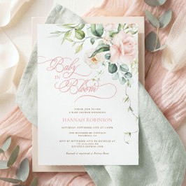 Invitación de Baby Shower de flores rosadas Baby i