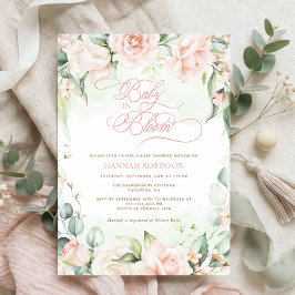 Invitación de Baby Shower de flores rosadas Baby i