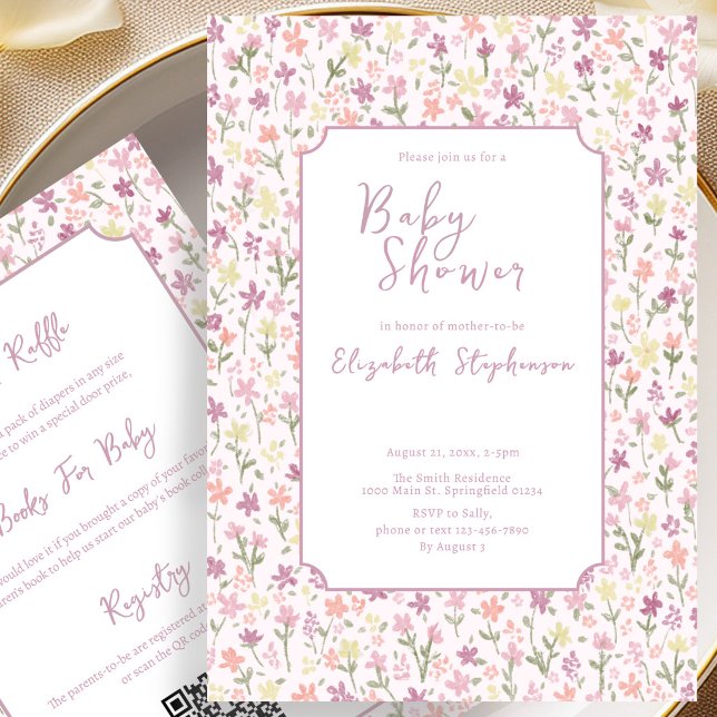 Invitación de Baby Shower de Flores Rosadas de Dob (Subido por el creador)