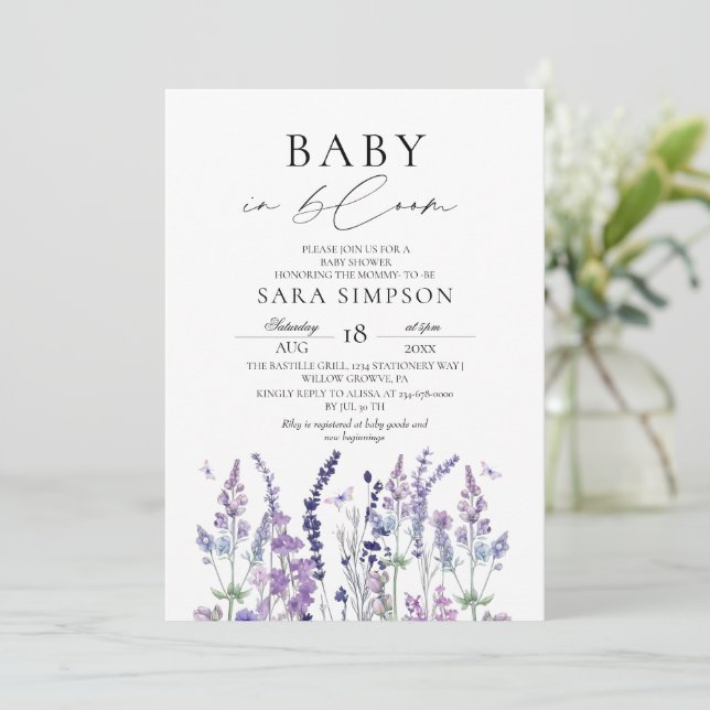 Invitación de Baby Shower de flores silvestres Bab (Anverso de pie)