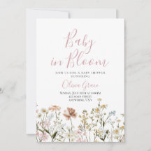 Invitación de baby shower de flores silvestres Bab