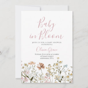 Invitación de baby shower de flores silvestres Bab