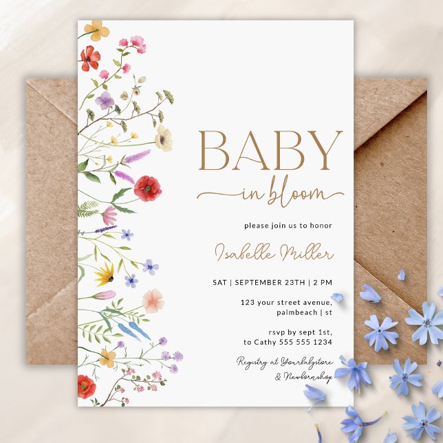 Invitación de Baby Shower de flores silvestres Bab (Subido por el creador)