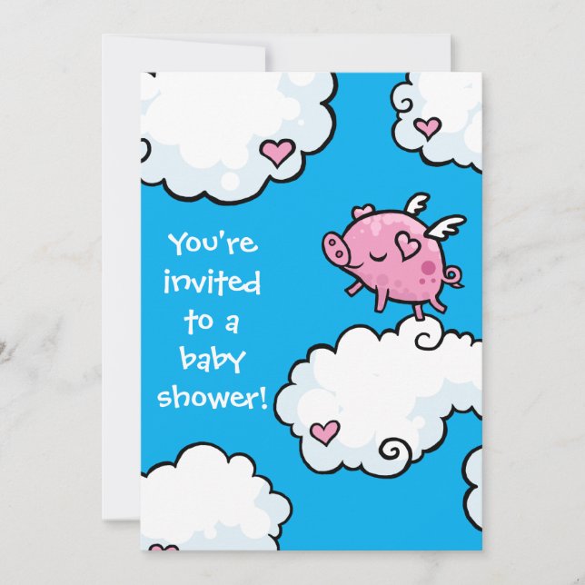 Invitación de Baby Shower de Flying Piggy (Anverso)