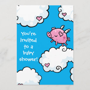 Invitación de Baby Shower de Flying Piggy