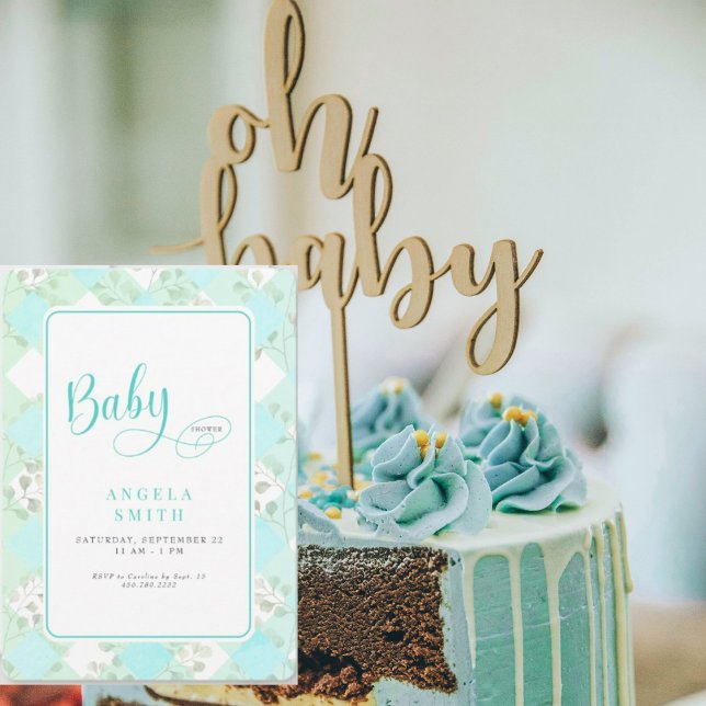 Invitación de Baby Shower de Foliage turquesa (Subido por el creador)