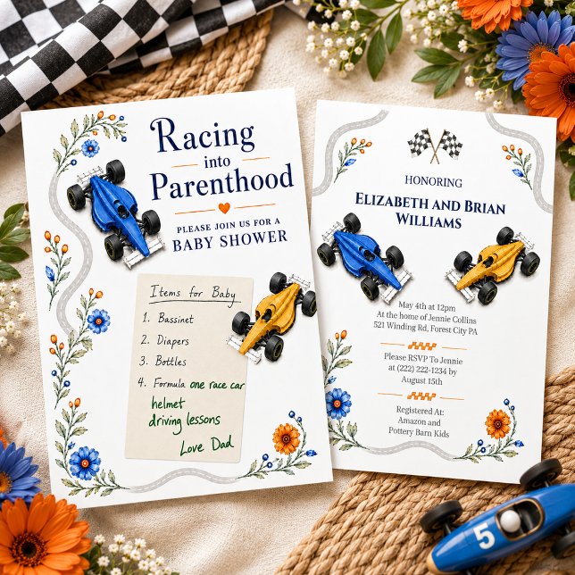 Invitación de Baby Shower de Fórmula Uno de Carrer (Subido por el creador)