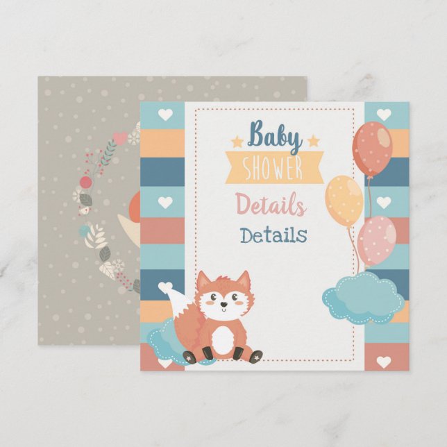 Invitación de Baby Shower de Foxes (Anverso / Reverso)