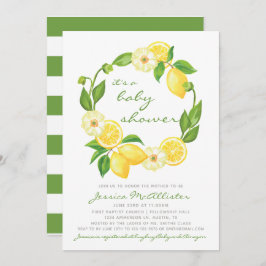 Invitación de Baby Shower de franjas verdes de cít