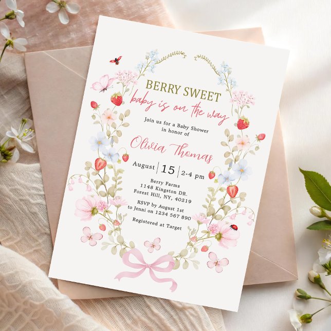 Invitación de Baby Shower de Fresa Bebé Dulce de F (Subido por el creador)