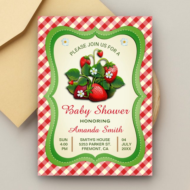Invitación de Baby Shower de Fresa Dulce (Subido por el creador)