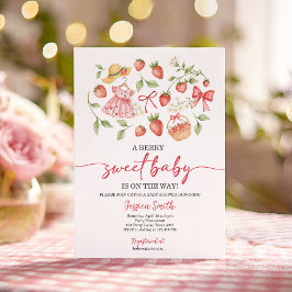 Invitación de Baby Shower de Fresa Dulce Bebé