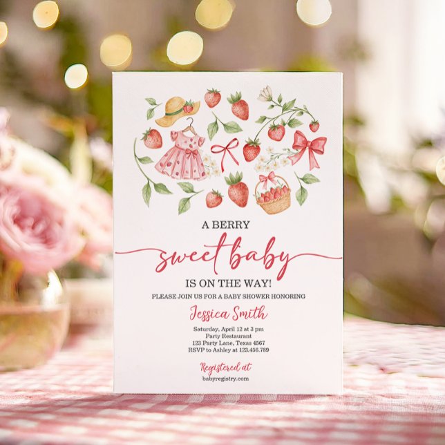 Invitación de Baby Shower de Fresa Dulce Bebé (Subido por el creador)