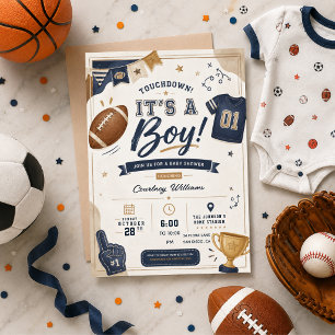invitación de baby shower de fútbol de acuarela
