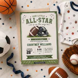 invitación de baby shower de fútbol de acuarela