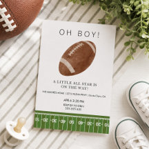 invitación de baby shower de fútbol Oh Boy