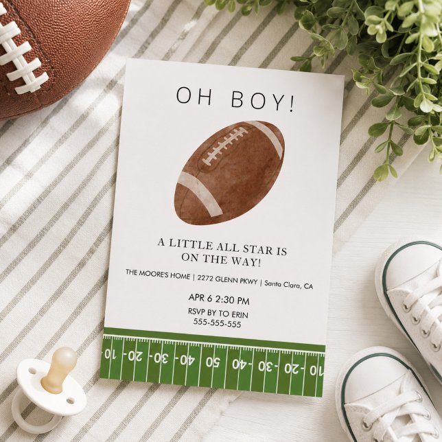 invitación de baby shower de fútbol Oh Boy (Subido por el creador)