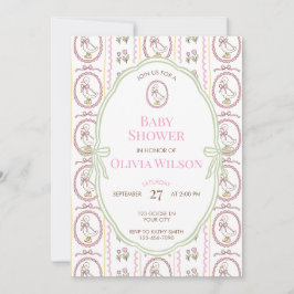 Invitación de baby shower de ganso rosa editable 5