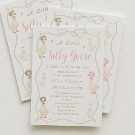 Invitación de Baby Shower de Ganso Tonto Rosa