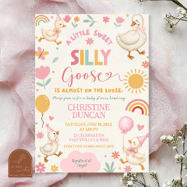 invitación de baby shower de ganso tonto rosa lind