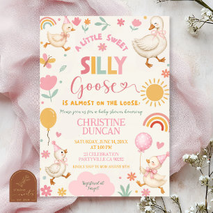 invitación de baby shower de ganso tonto rosa lind