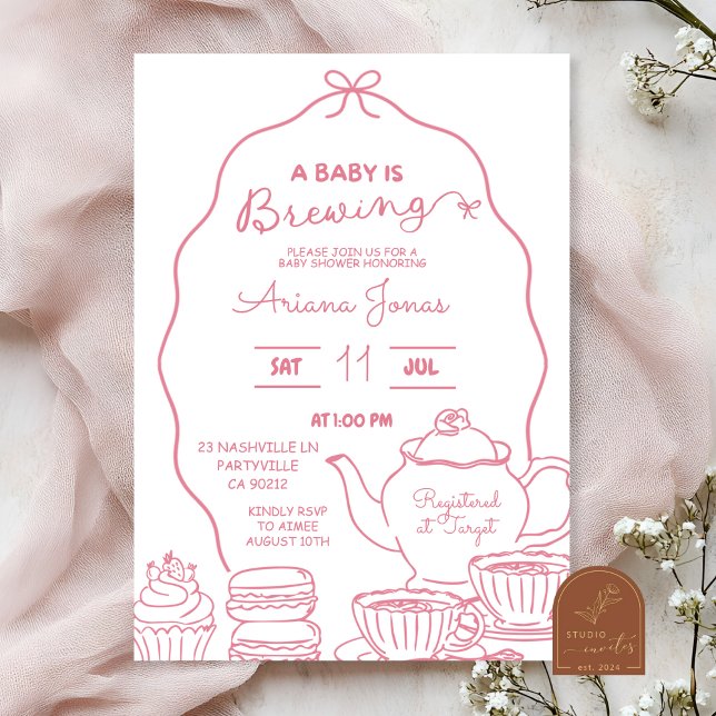  Invitación de baby shower de garabato a mano con  (Subido por el creador)