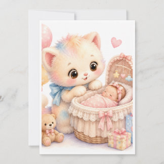 Invitación de Baby Shower de Gatito con Acuarela T